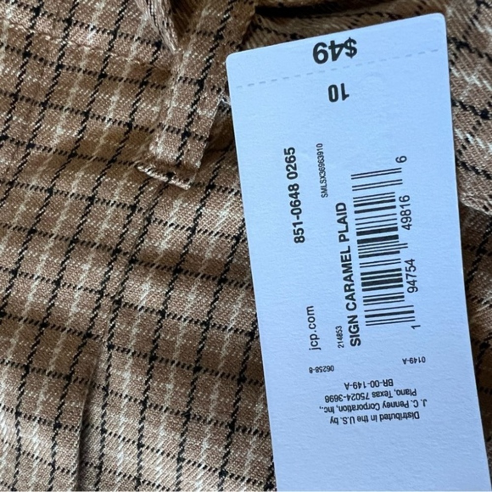 NWTS Liz Claiborne Carmel plaid pants size 10 - Picture 3 of 13